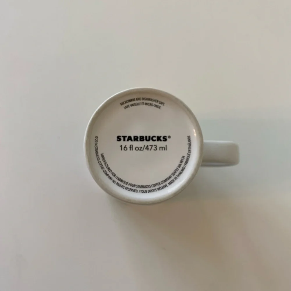 Starbucks Ceramic 16oz Mug 2014 Dot Collection Green Blue Yellow Floral